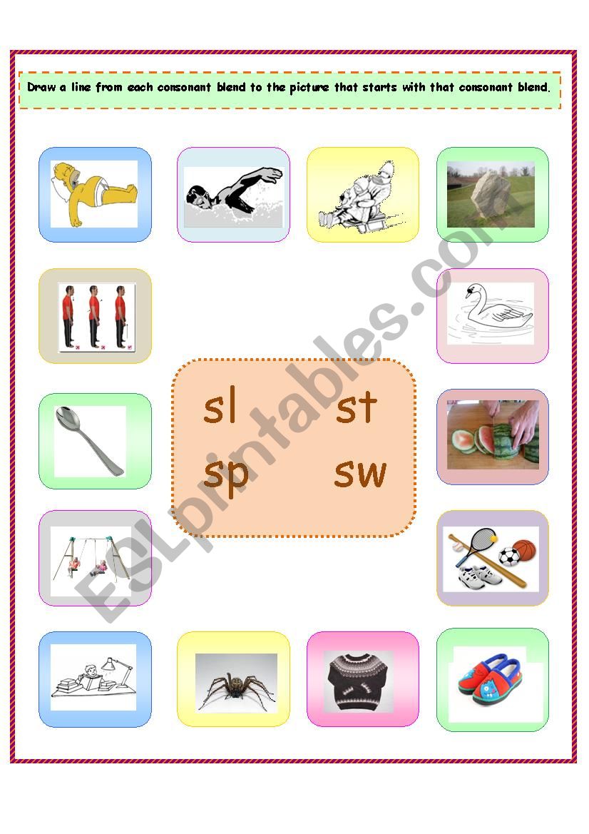 4 consonant blends: sl/st/sp/sw