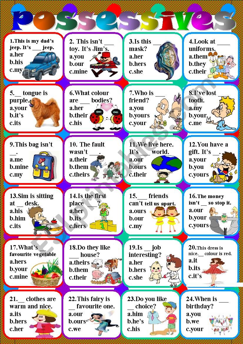 possessives worksheet