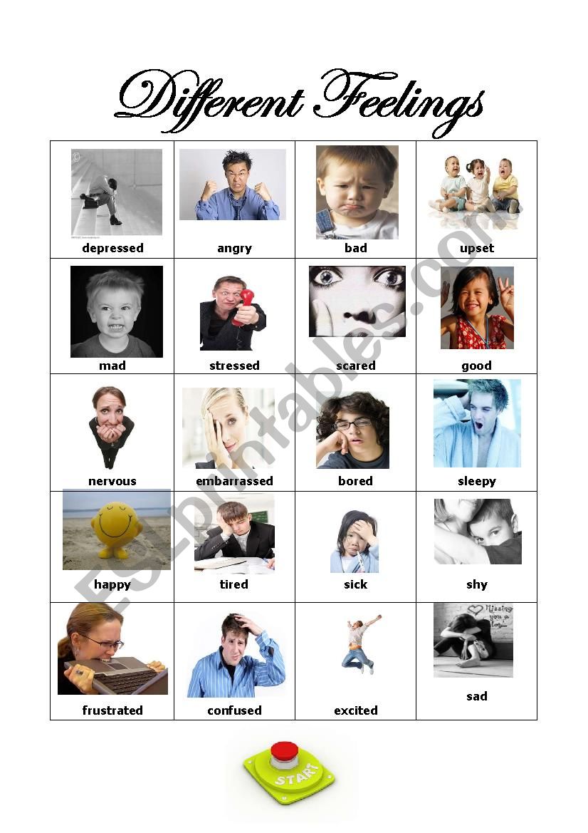 Different Feelings Game worksheet