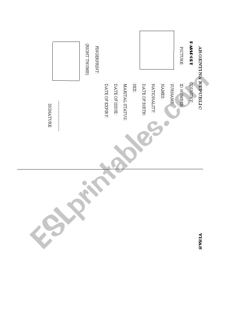 FAKE PASSPORT worksheet