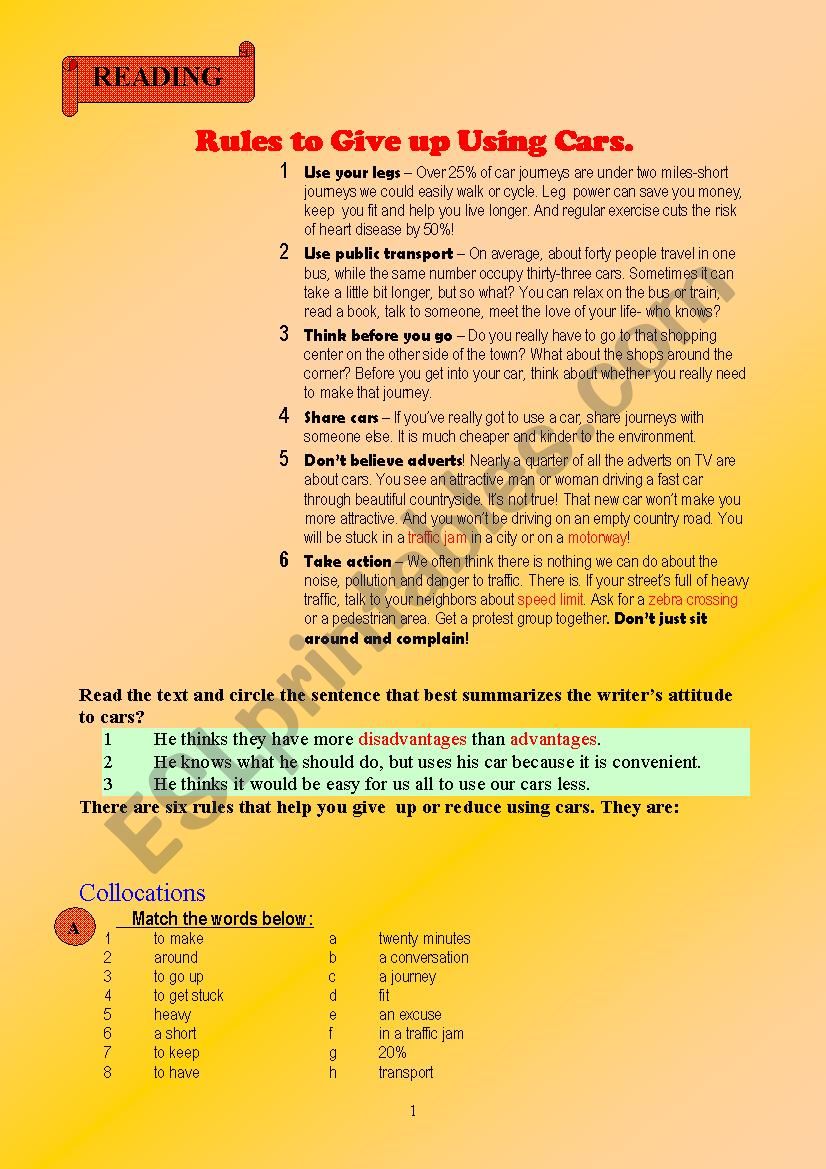 driving rules worksheet