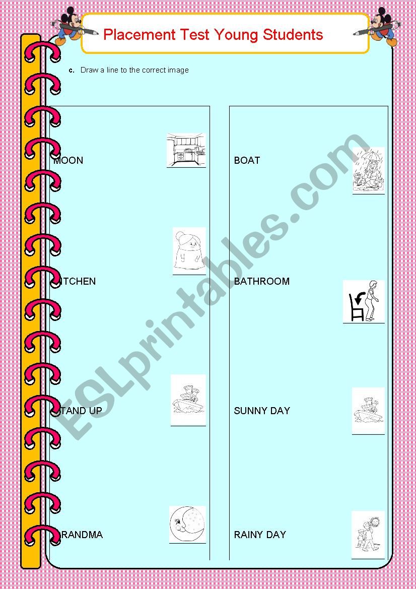 Placement Test Young Students worksheet