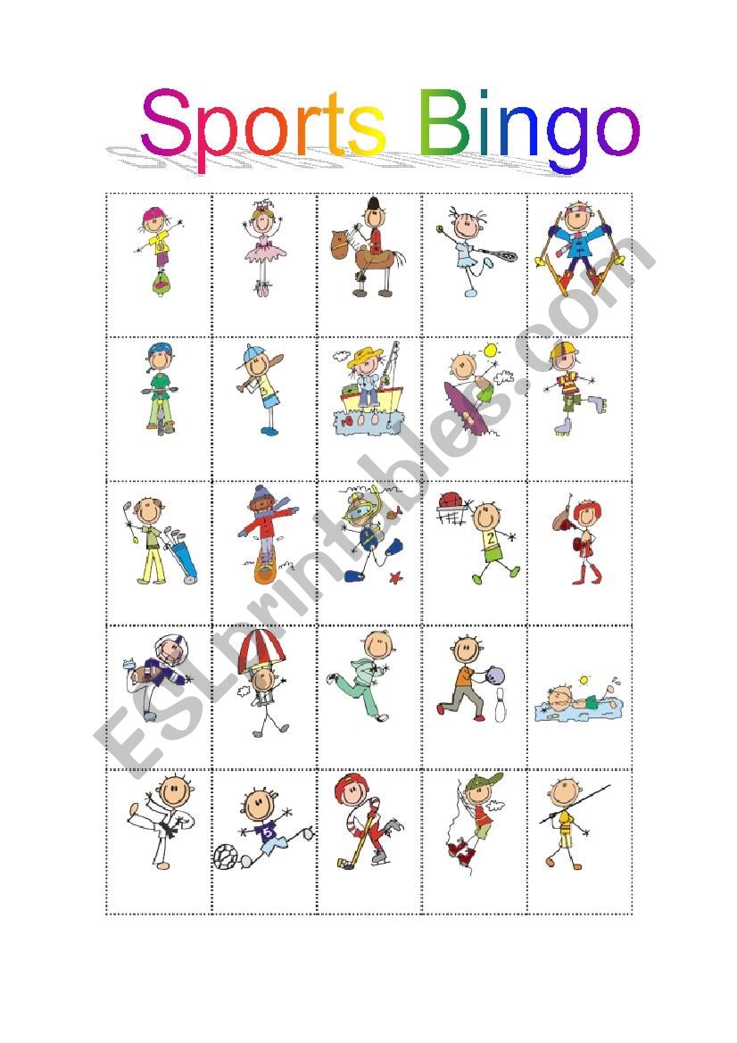 Sports bingo worksheet