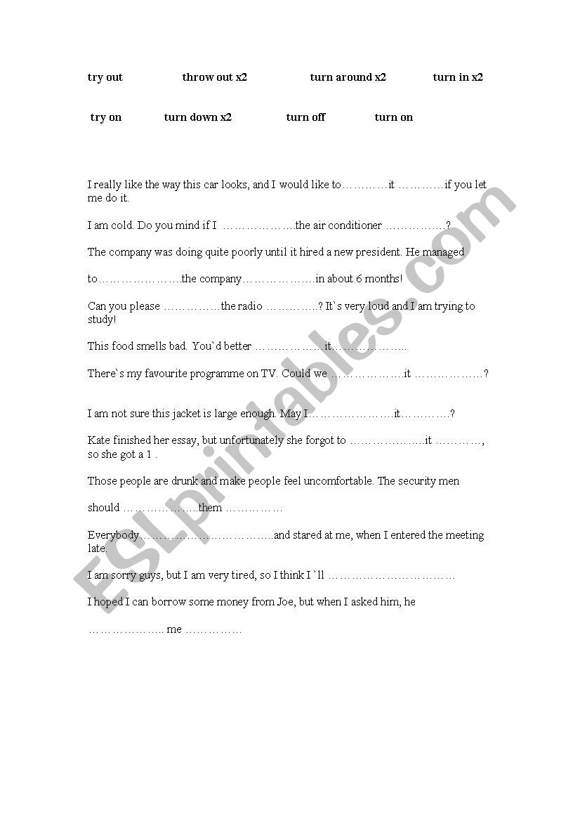 phrasals 8 worksheet