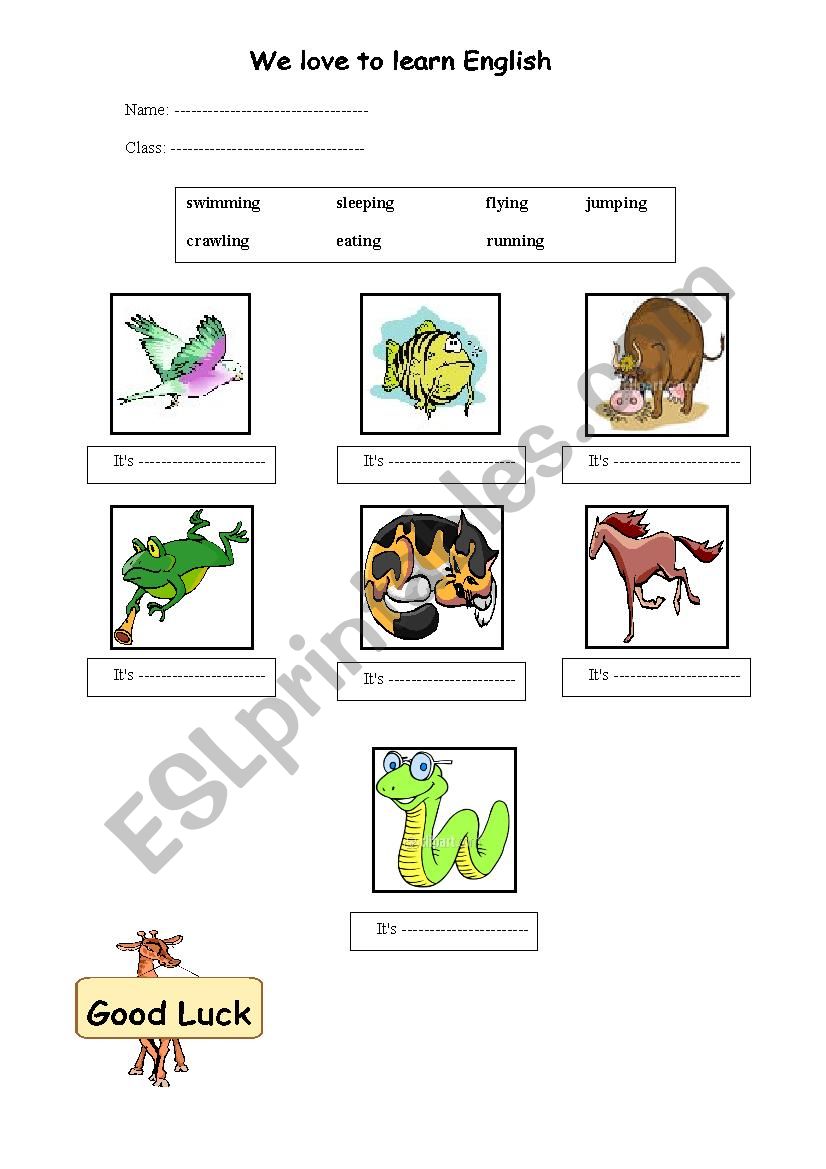 action verbs labeling activity 