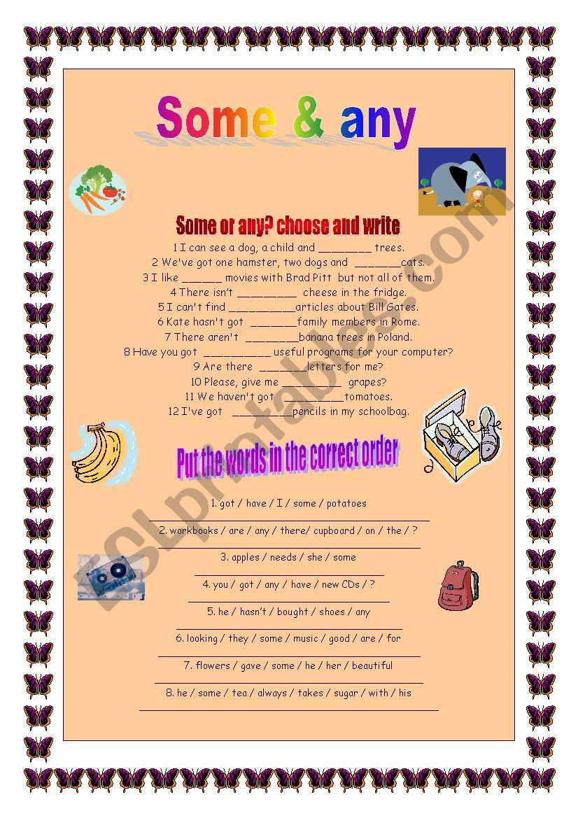 Some & any -exercises worksheet