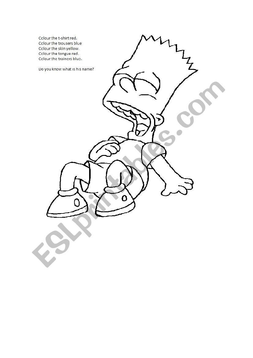 Painting Bart Simpson worksheet