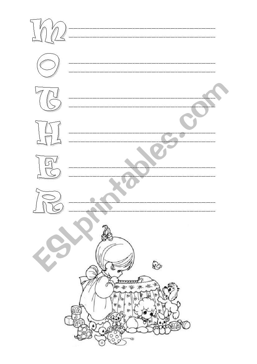 Mothers day Poem  worksheet