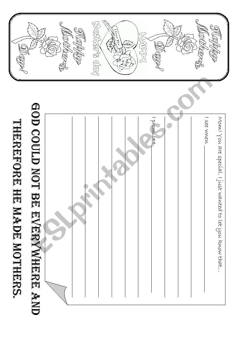 Mothers Day worksheet