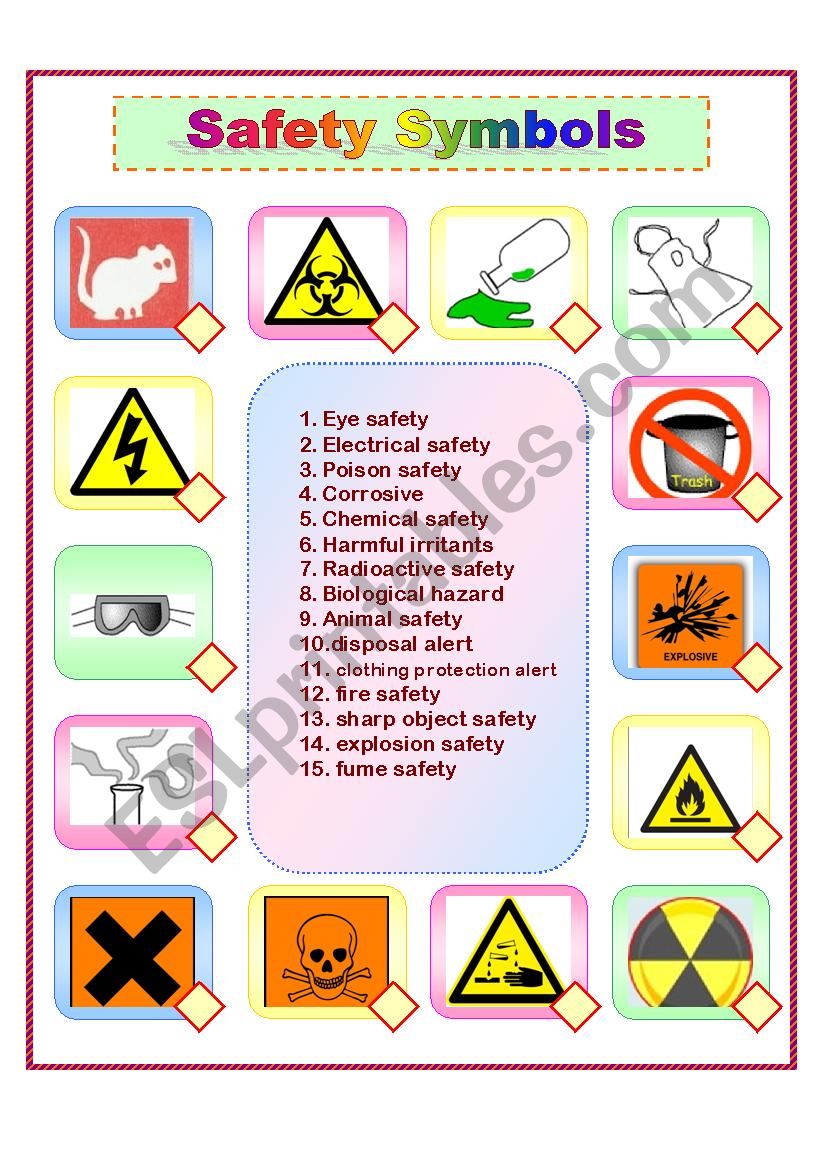 safety symbols worksheet