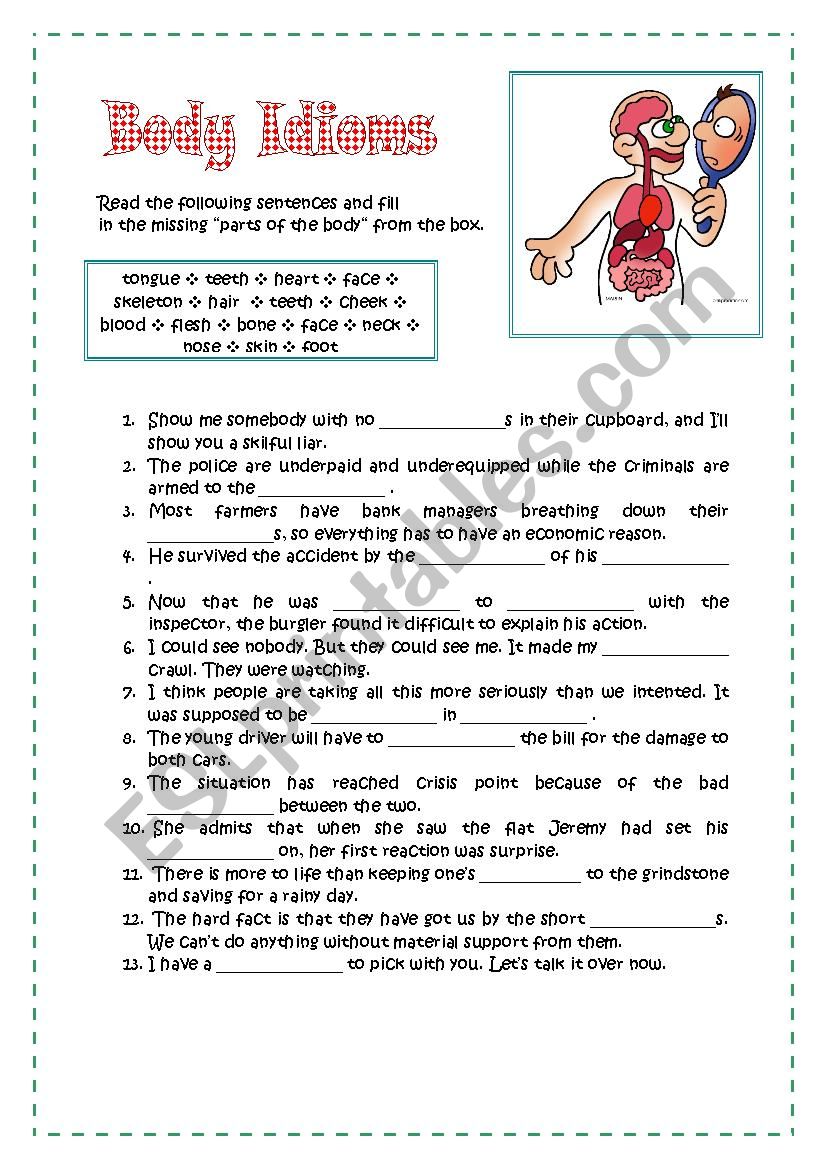 Body Idioms worksheet