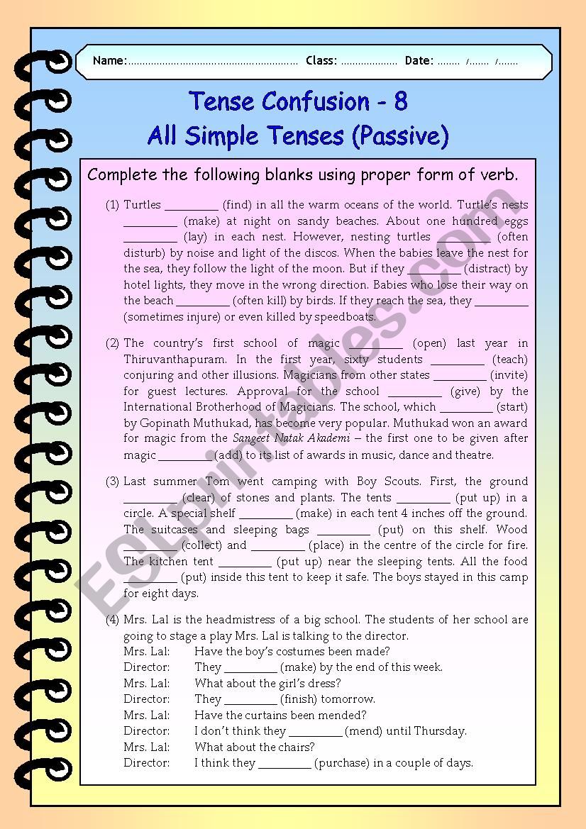 Tense Confusion - 8 All Simple Tenses - Passive