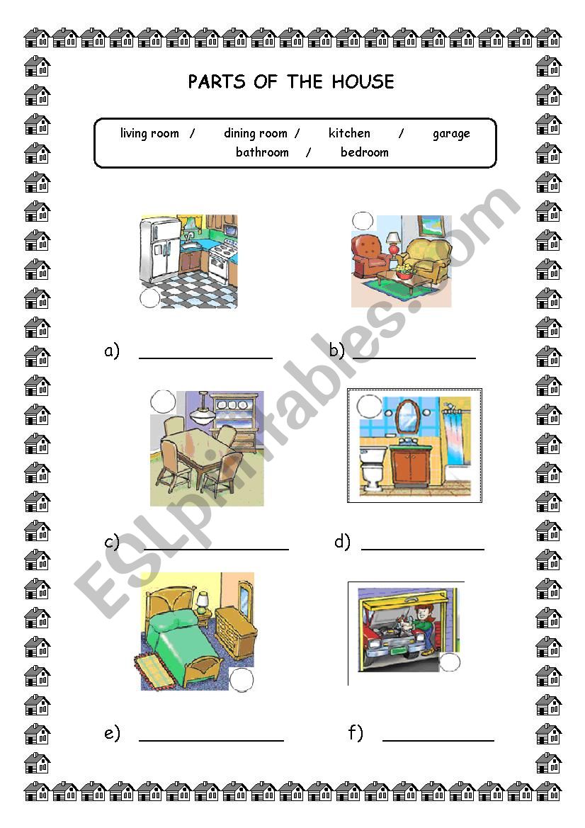 Parts of the House worksheet