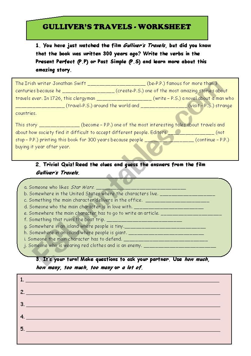 Gullivers Travels worksheet