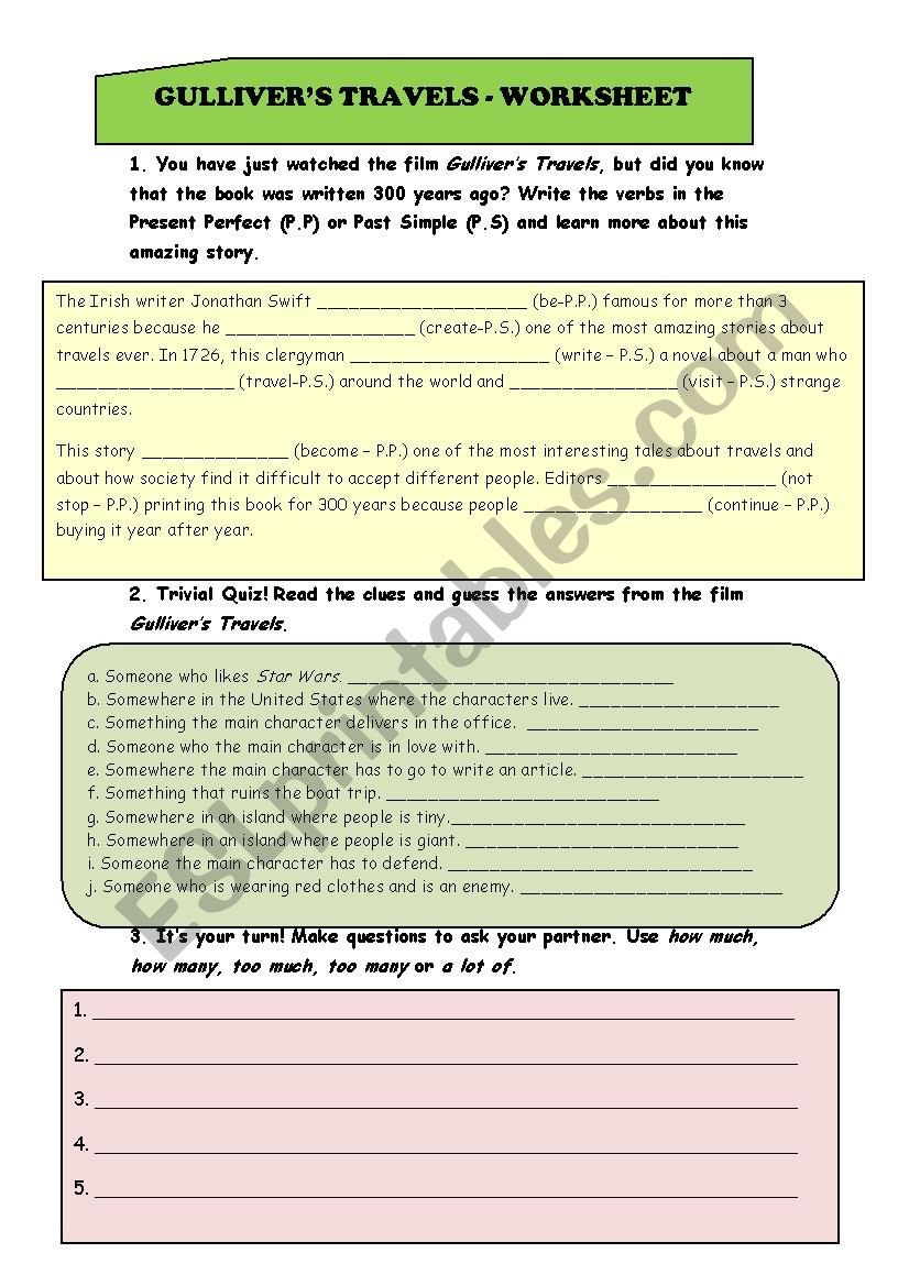 GulliverÂ´s Travels worksheet