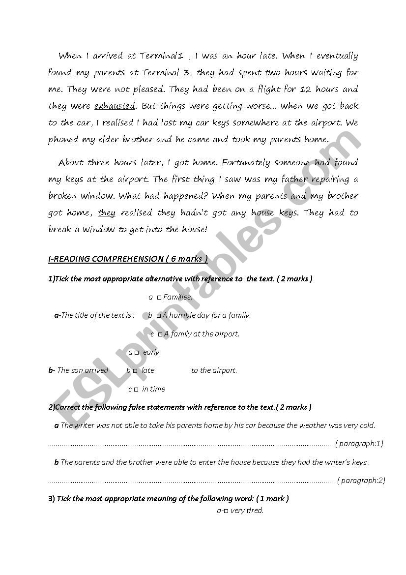 8th form end of term test  worksheet