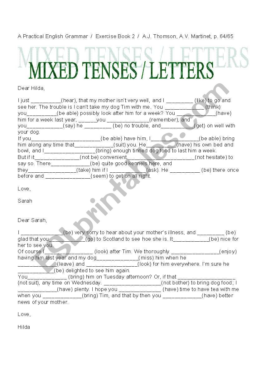 Mixed tenses worksheet