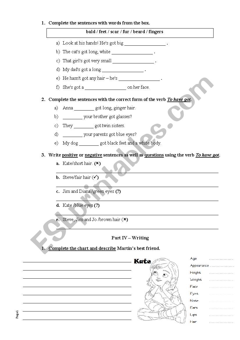 Body test 2 worksheet