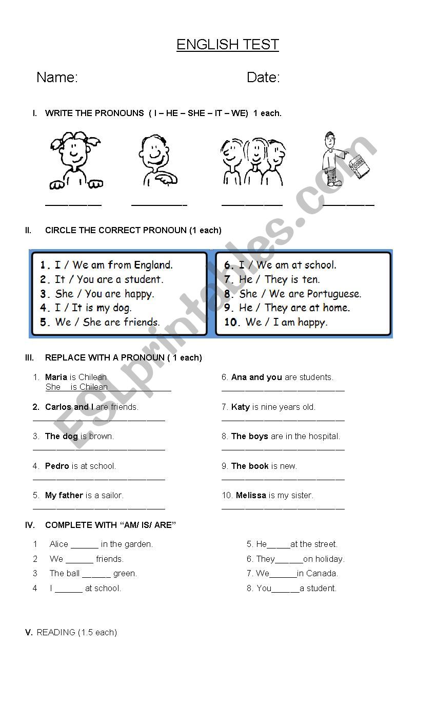 Subject pronouns / TO BE present 