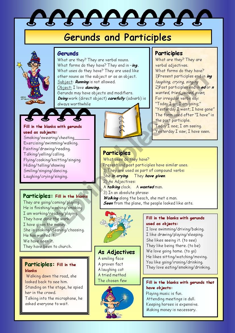Gerunds And Participles Esl Worksheet By Tatialgu