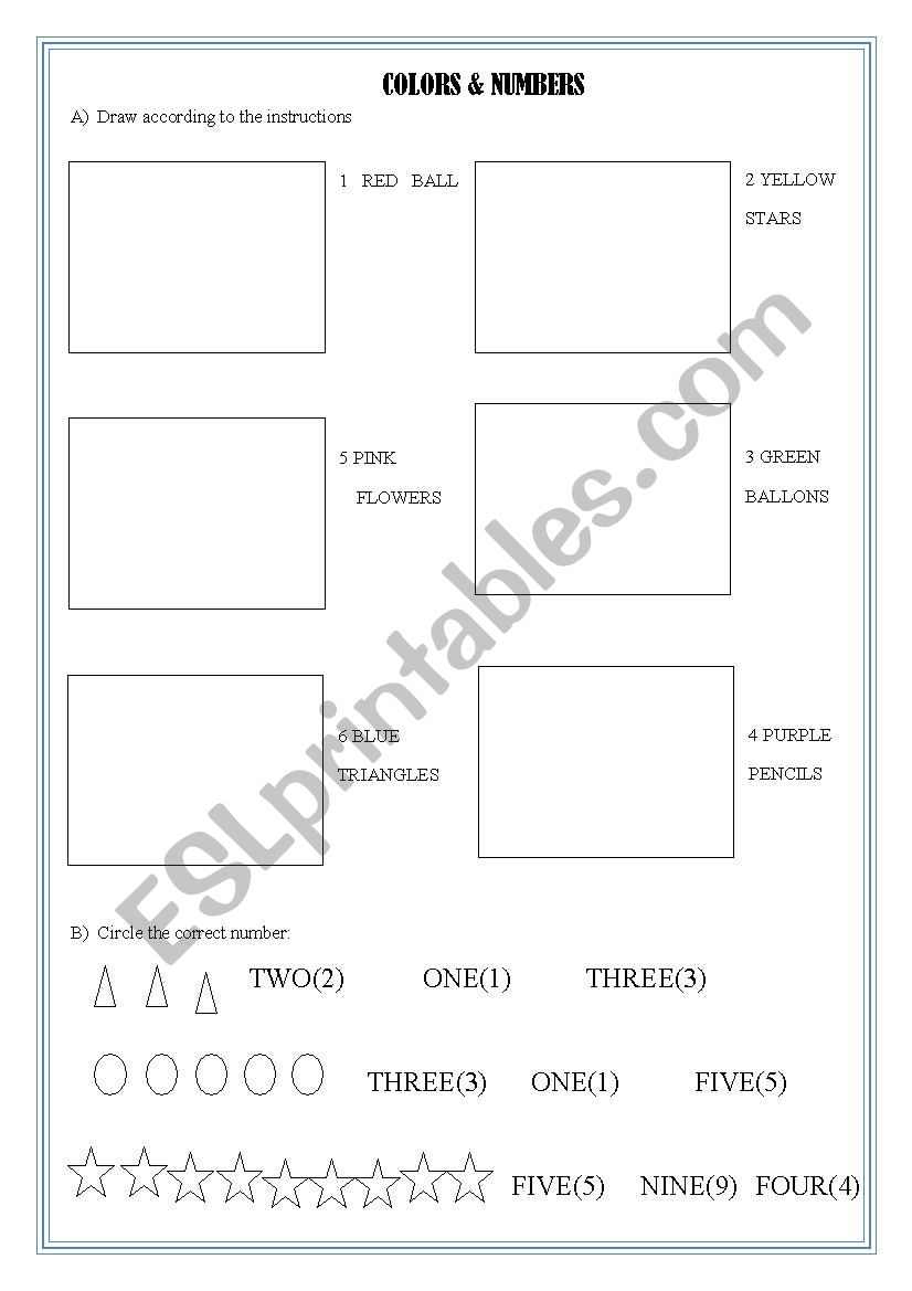 Colors & Numbers worksheet