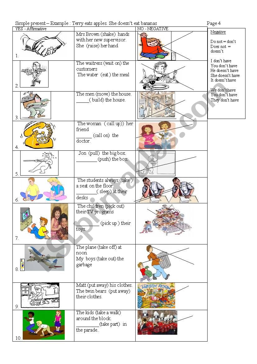 Simple Present -ORAL SPEAKING - affirmative and negative 