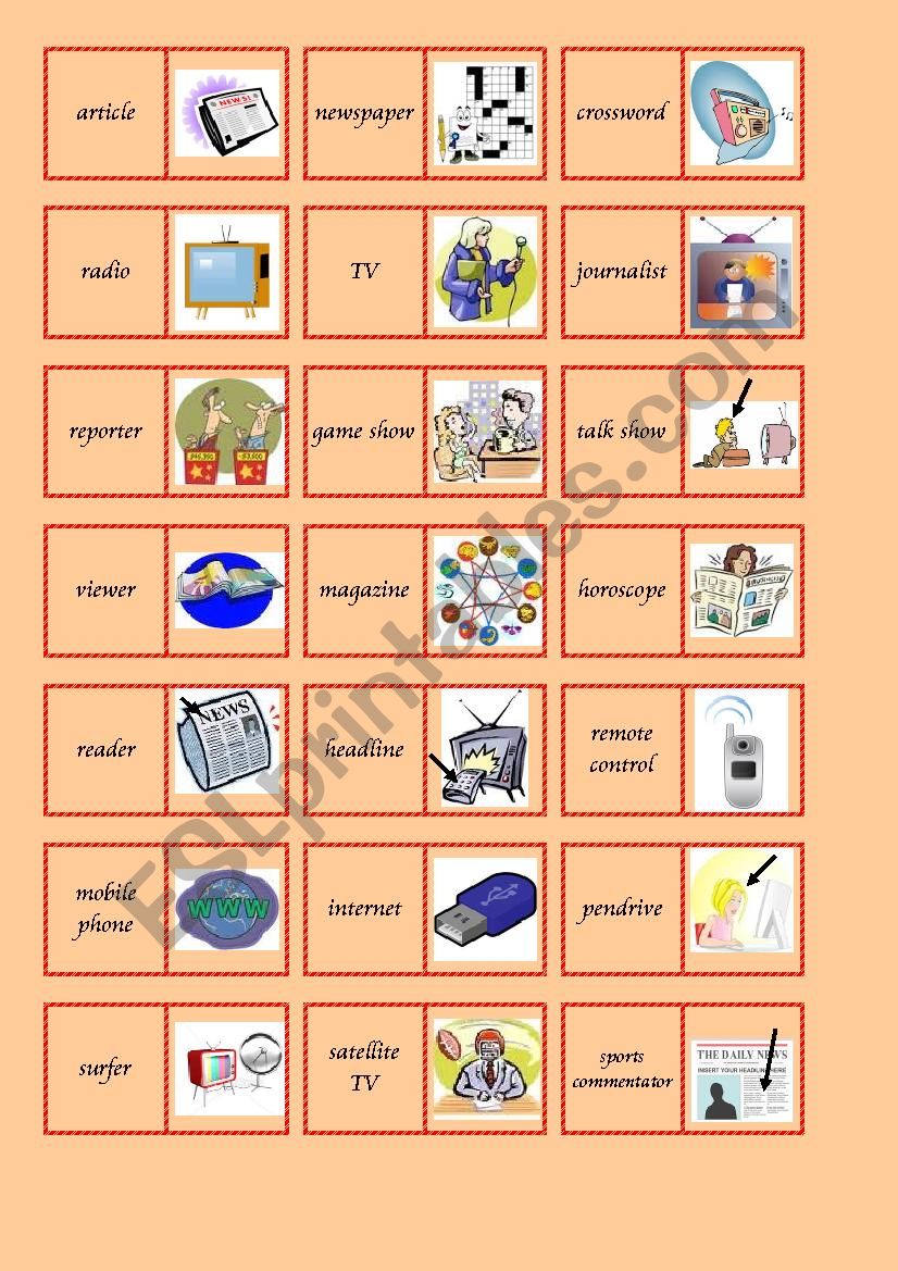 Media domino worksheet