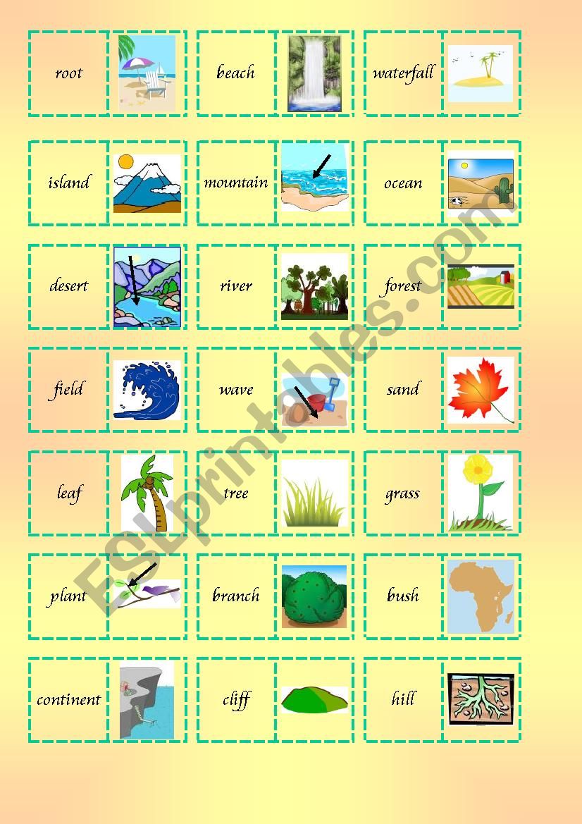 Nature domino worksheet