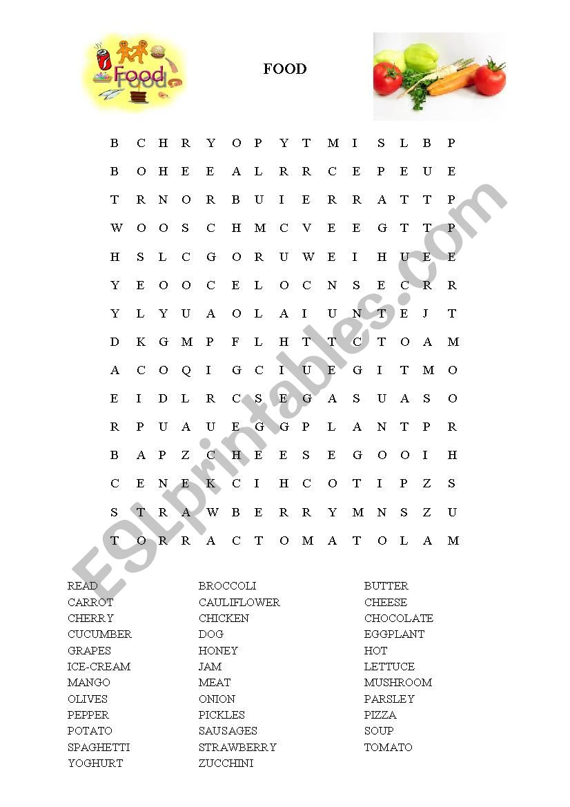 Food puzzle worksheet