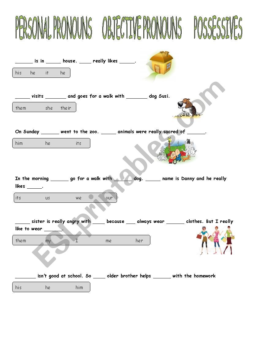 pronouns and possessives worksheet