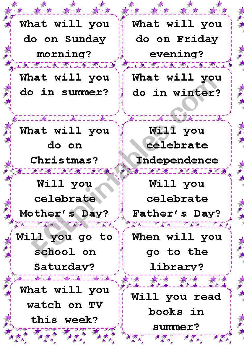 Speaking cards -Simple future worksheet