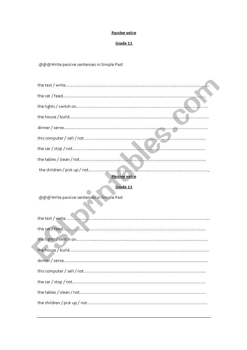 passive sentences worksheet