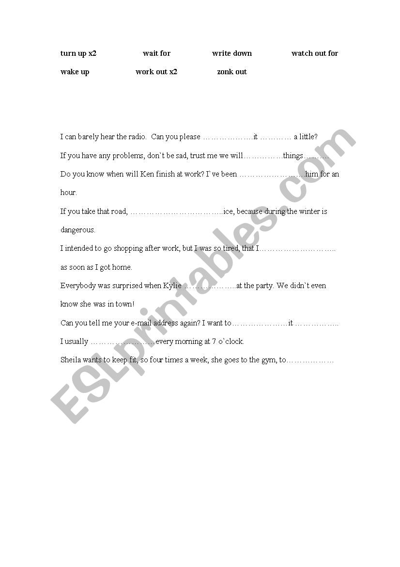 phrasals 9 worksheet