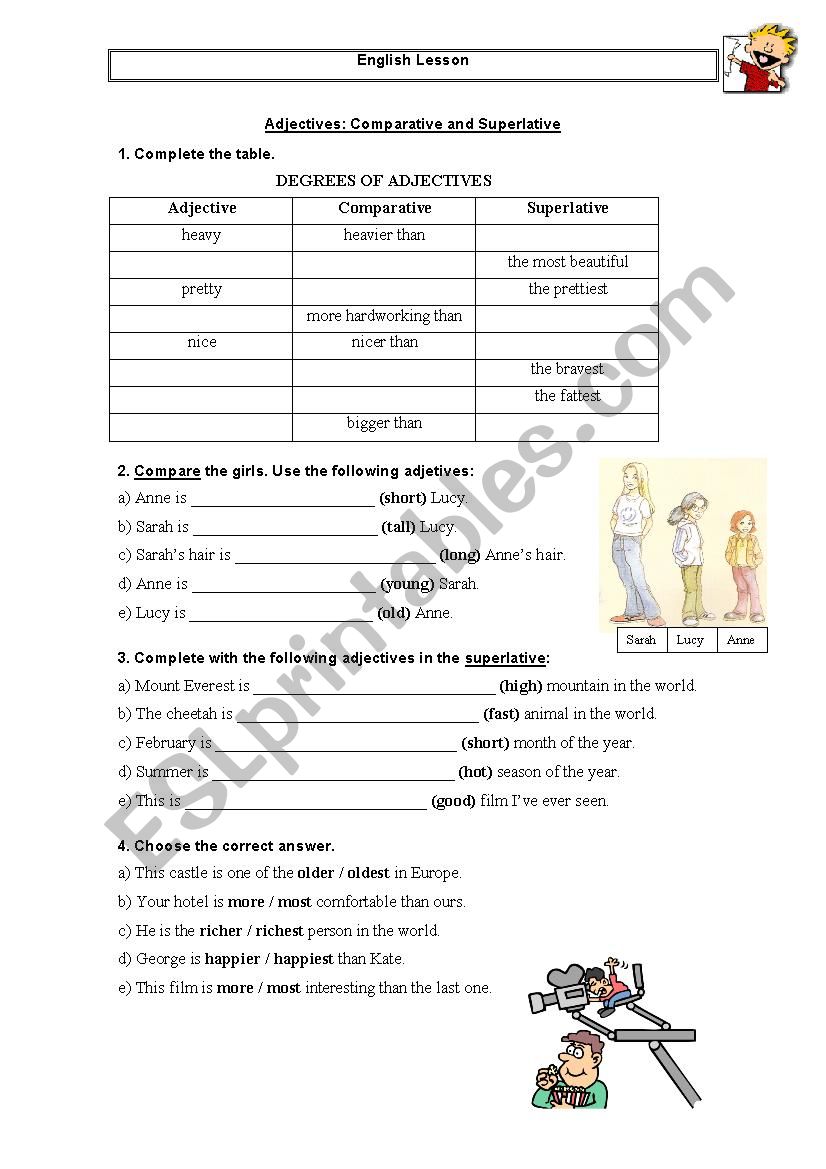 Adjectives: comparative and superlative