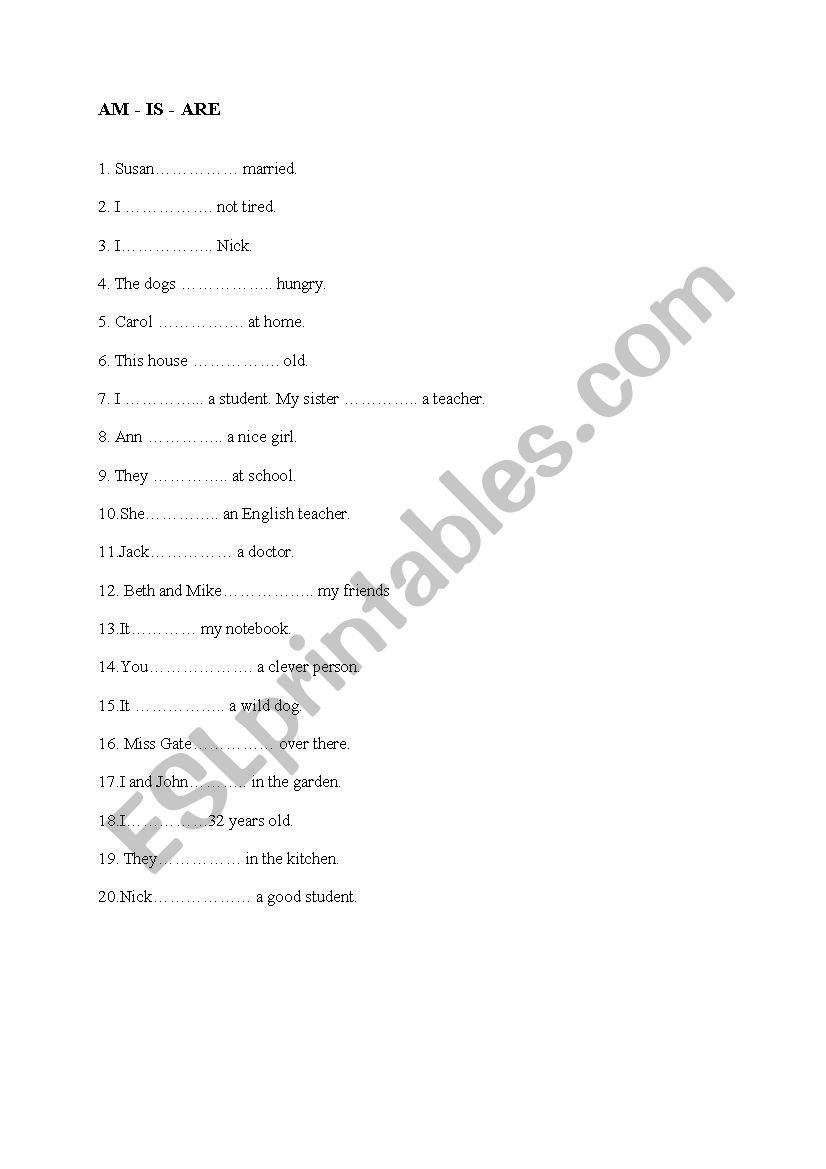 english-worksheets-verb-be-am-is-are