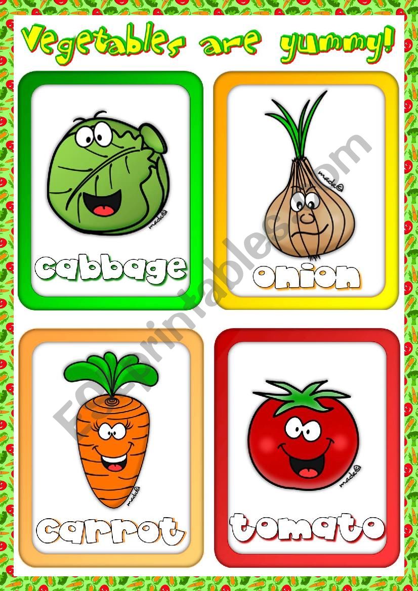 Vegetables - flashcards (1) worksheet