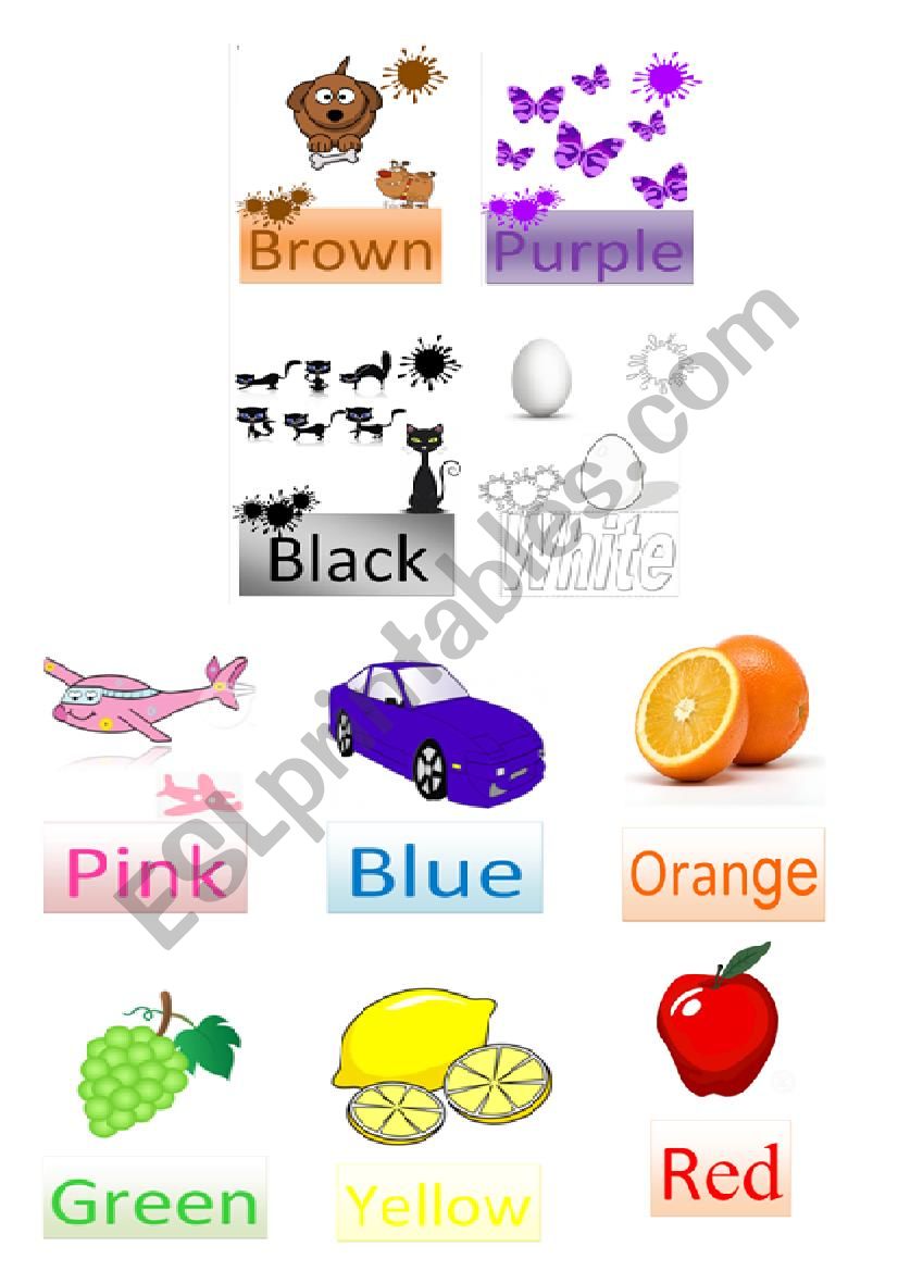 COLOURS Flash card worksheet