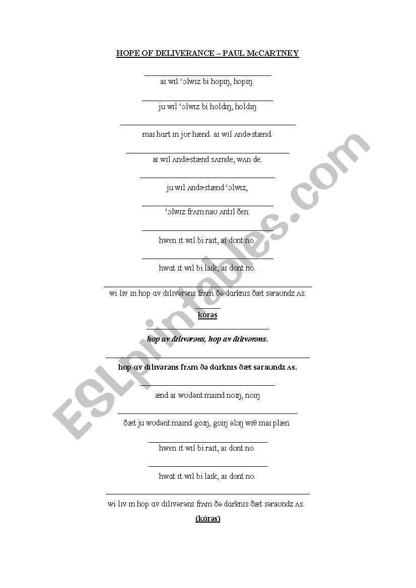 phonetic transcription song exercise 