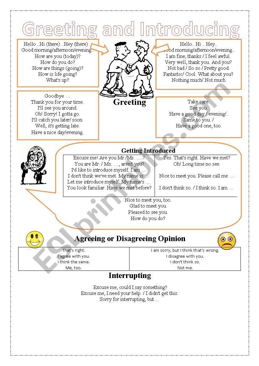 Greeting and Introducing worksheet