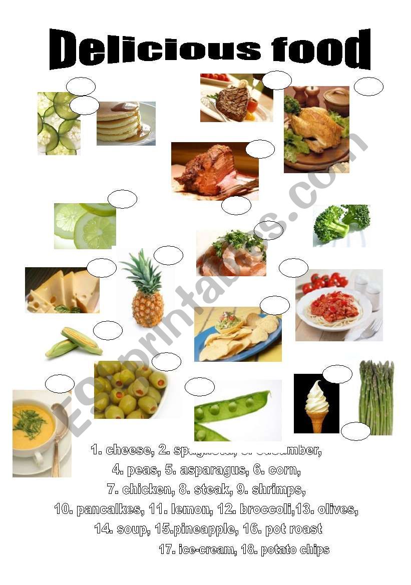 Delicious food worksheet