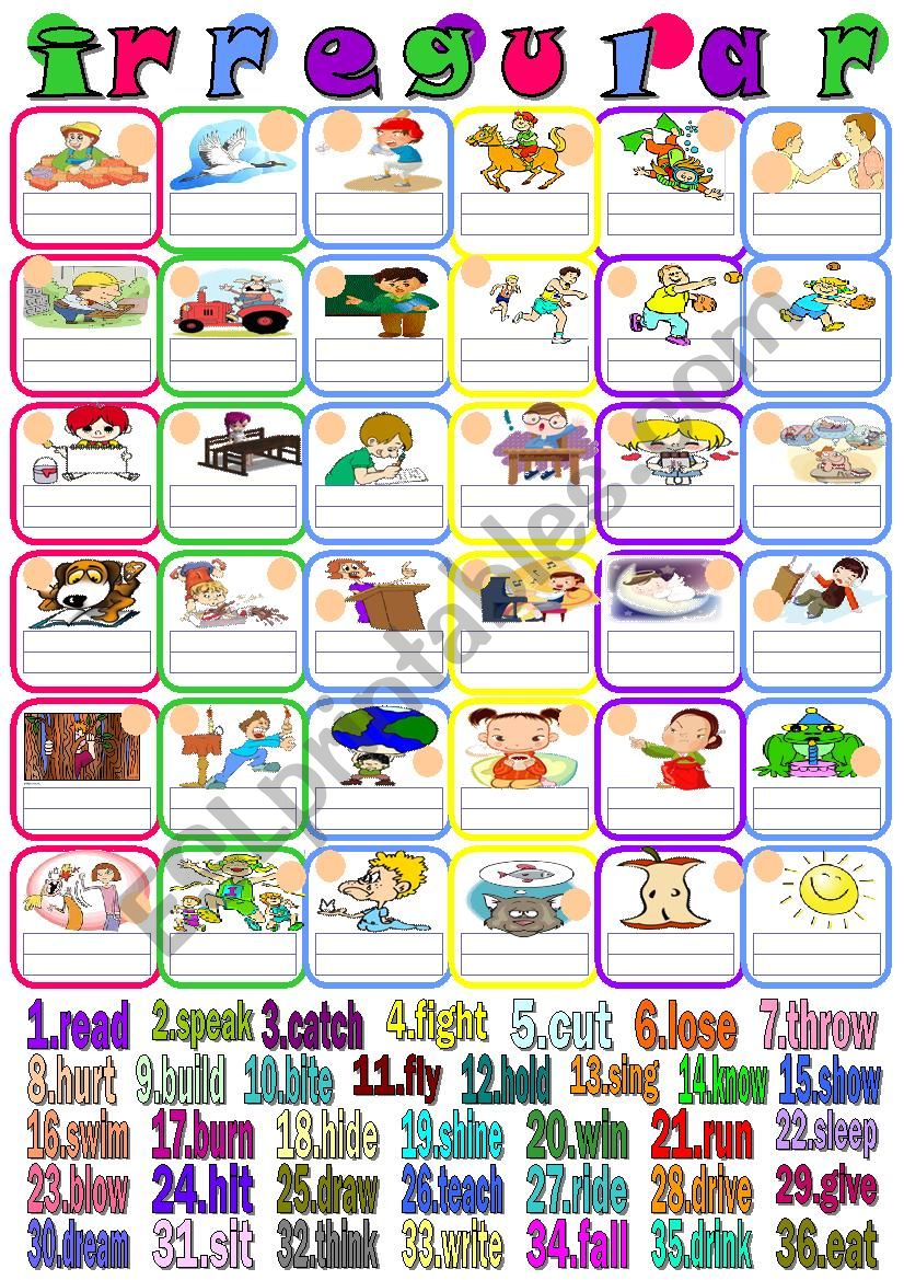 irregular verbs worksheet