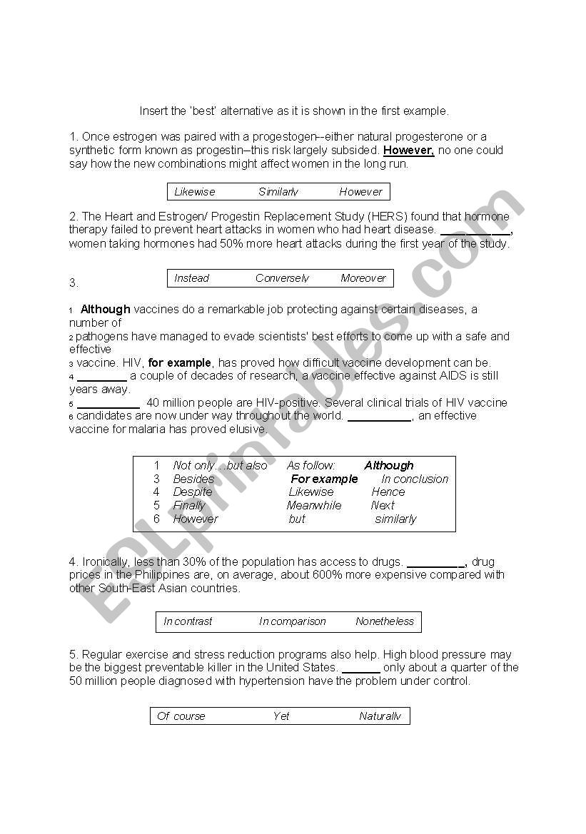 Linkers  worksheet