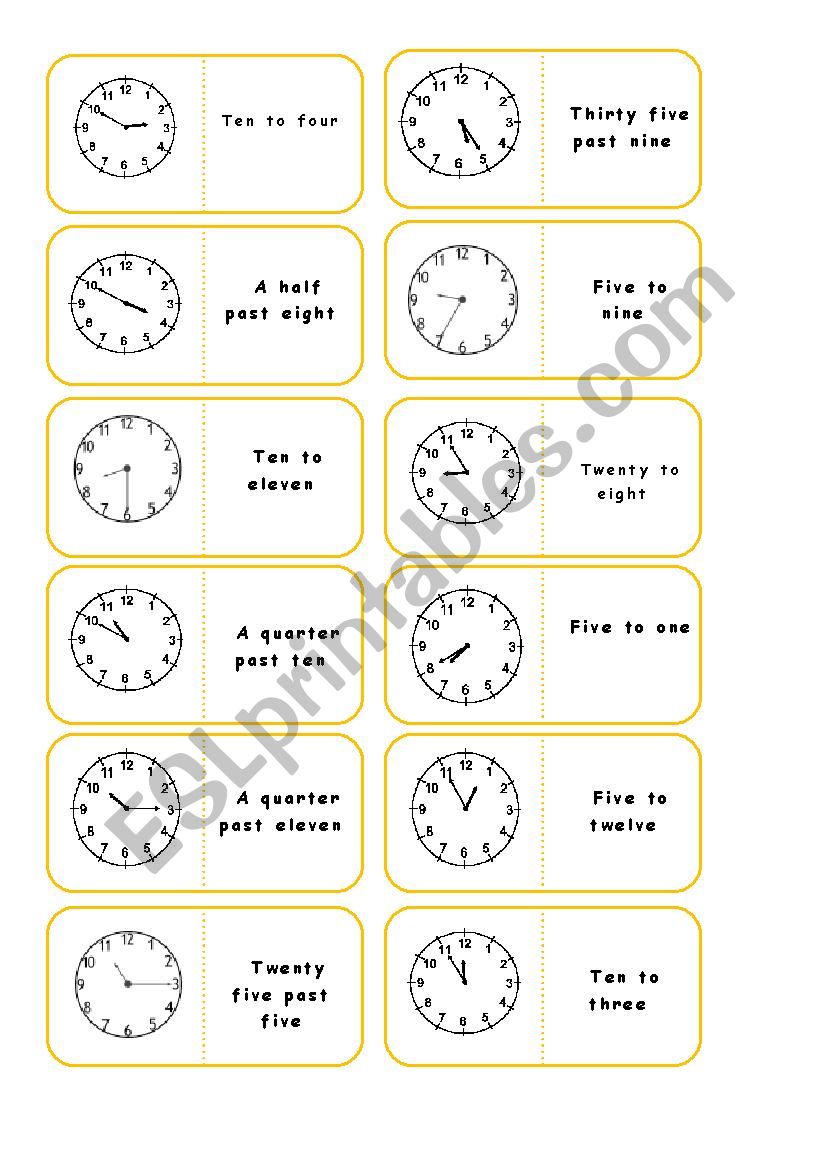 time domino worksheet