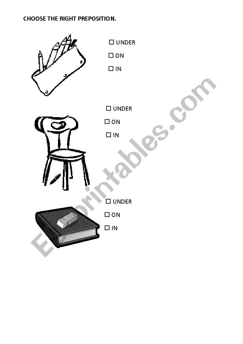 Prepositions IN-ON-UNDER worksheet