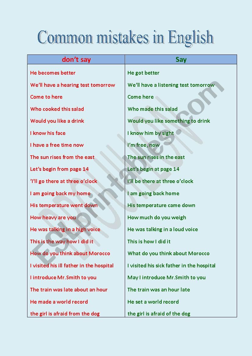 common-mistakes-in-english-esl-worksheet-by-vatslav