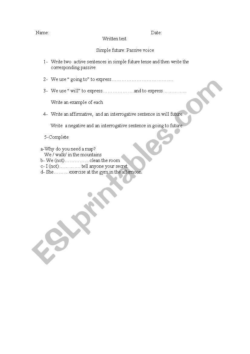 Passive voice. Simple future worksheet