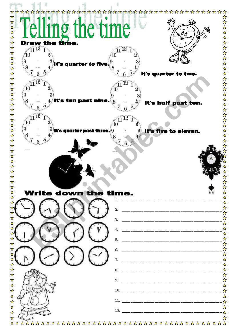 Telling the time worksheet