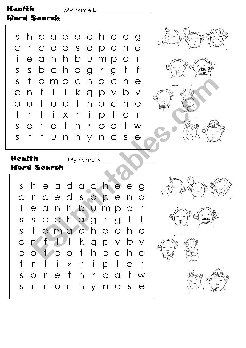 Symptoms and treatments worksheet