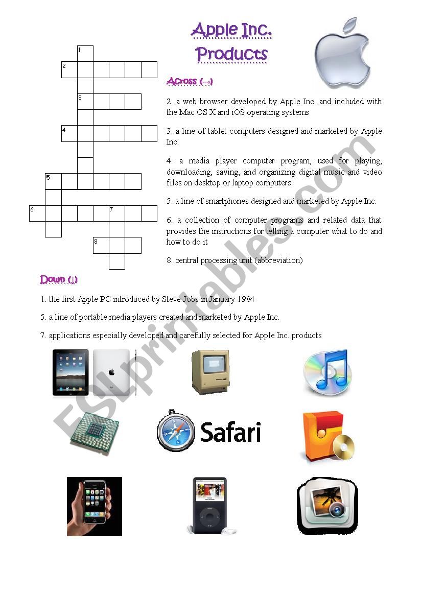 Crossword Puzzle: Apple Inc. Products