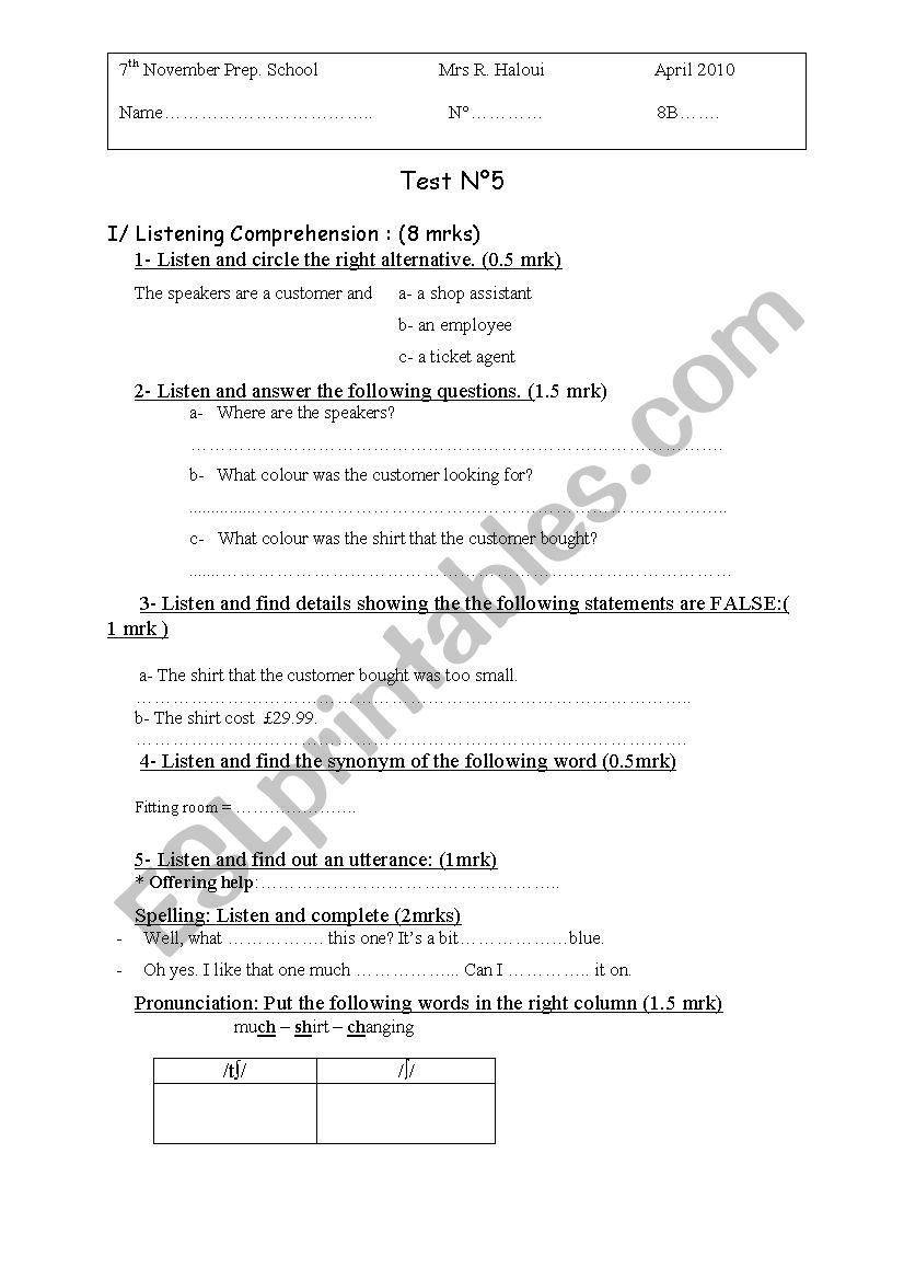 MID TERM TEST 3 FOR 8TH FORMERS